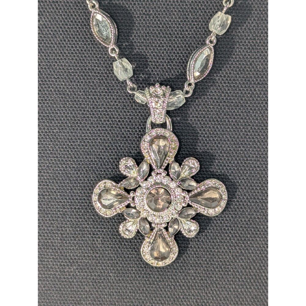 Smokey Grey Pendent Beaded Necklace